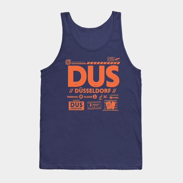 Vintage Dusseldorf DUS Airport Code Travel Day Retro Travel Tag Germany Tank Top by Now Boarding